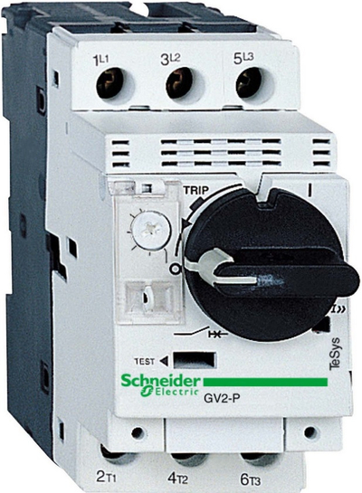 Shkyçës motori Schneider GV2P10, 3P, 2.2kW, 4-6.3A