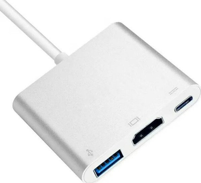 Adapter USB HUB iLike HD1 3in1, USB C në HDMI 4K, USB 3.0, argjendtë