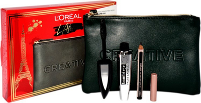 Set makeup L'Oreal Paris L'Atelier Bambi, maskara për volum, laps i zi për sy mini