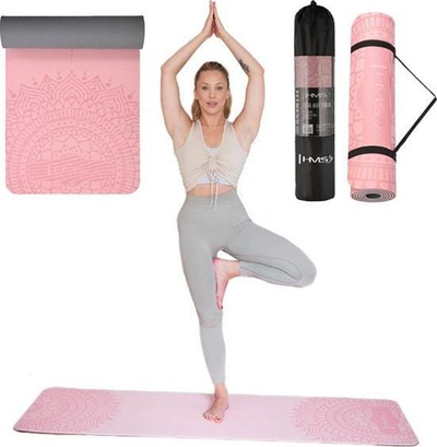 Tapet yoga HMS YM10, TPE, dy shtresa, rozë e hapur