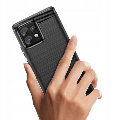 Mbrojtëse telefoni Hurtel Silicone Case Carbon për Motorola Edge 40 Pro, TPU, anti-gërvishtje, e zezë