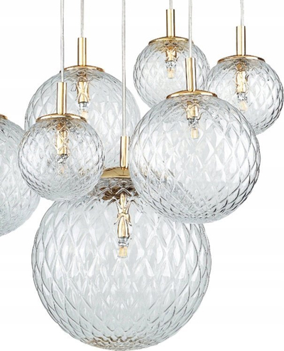 Llampë varëse TK Lighting Cadix, 7 drita, xham transparent, ngjyrë ari