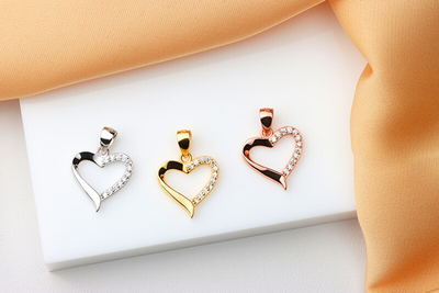 Set Vathë dhe pendant për femra Brilio Silver Heart SET270R, të artë rozë