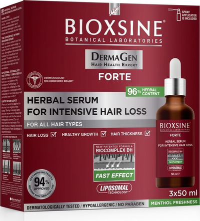 Serum për flokë Bioxsine DermaGen Forte, kundër rënies së fortë, 3x50ml