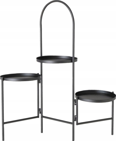 Stativ për lule Boltze Metal Flower Stand, me 3 kate, 68cm, i zi mat