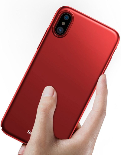 Mbrojtëse telefoni Baseus Thin për iPhone X XS, PC, super e hollë, e kuqe