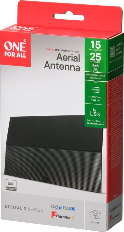 Antena TV One For All SV4430, 45dB, DVB T T2, e zezë