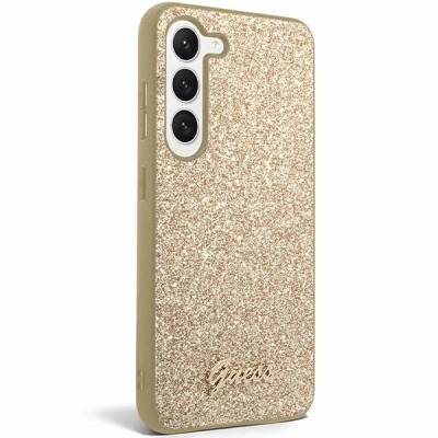Kapak telefoni Guess Glitter Flakes, për Samsung Galaxy S24 Plus, plastik, ngjyrë ari