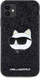 Këllëf telefoni Karl Lagerfeld KLHCN61G2CPK për iPhone 11 XR, Glitter Choupette Patch, i zi