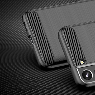 Kllëf telefoni karbon për Samsung Galaxy S23 Plus, TPU i butë e fleksibël, mbron mirë nga goditjet, i zi