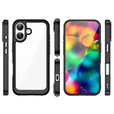 Mbrojtëse telefoni Hurtel Outer Space për iPhone 17, e pajtueshme me MagSafe, transparente me kornizë të zezë