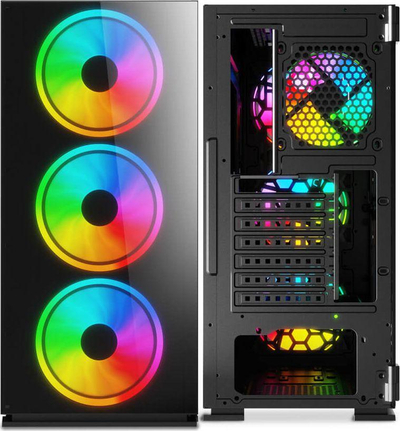 Kasë Savio Prime X1 ARGB Glass, e zezë