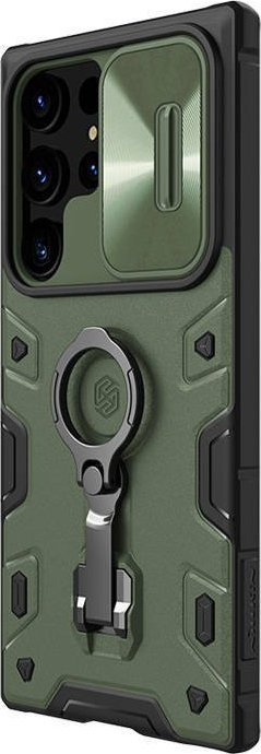 Mbulesë telefoni Nillkin CamShield Armor Pro për Samsung Galaxy S23 Ultra, e fortë, me stand unazë, jeshile e errët