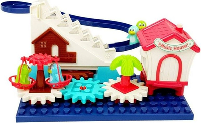 Lodër ndërtuese Lean Building Block Track, me shteg rrëshqitës, muzikore me bateri, shumëngjyrëshe
