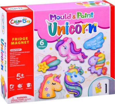 Set kreativ ColorDay Unicorn, gips për derdhje, magnetë frigoriferi, shumëngjyrësh