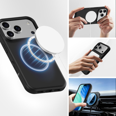 Mbështjellës silikoni 4smarts Cupertino për iPhone 17 Pro Max, MagSafe, i zi