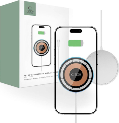 Karikues wireless Tech-Protect QI15W-A30, MagSafe, 15W, argjendtë