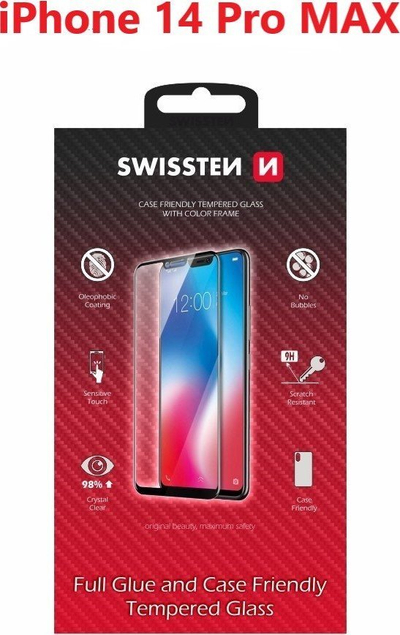 Stakllë mbrojtëse Swissten për Apple iPhone 14 Pro Max, 9H, 0.3 mm, e zezë