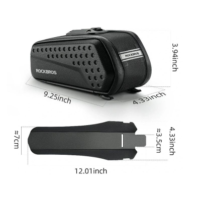 Çantë sediljeje biçiklete Rockbros, 1.3L, me mbrojtës balte, e zezë