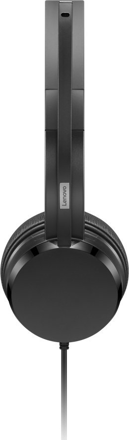 Kufje Lenovo stereo me mikrofon USB-A, me kabllo, me komandim në kabllo, të zeza