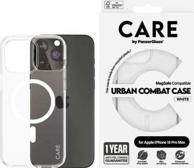 Футрола за телефон Urban Combat за iPhone 15 Pro Max, со MagSafe, заштита од удари, проѕирна