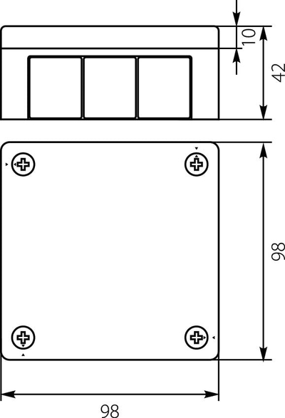 Kuti elektrike hermetike Elektro-Plast VP 041-01, 98x98x42mm, IP55, e bardhë