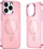Mbrotëse telefoni Glitter Case MagSafe për iPhone 16 Pro Max, TPU, rozë transparente