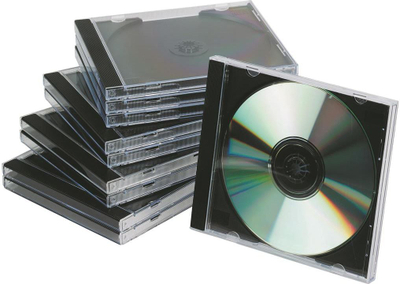 Kuti CD Q-Connect KF02209, pako me 10 copa, e tejdukshme me shirit të zi