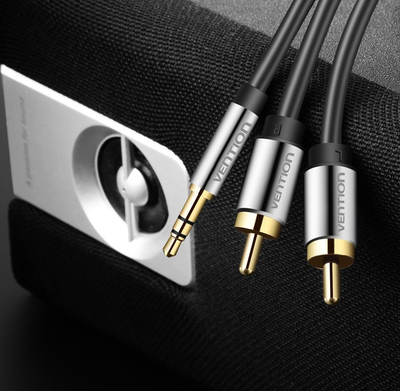 Kabllo audio Vention BCFBG, Jack 3.5mm në 2x RCA, 1.5m, e zezë