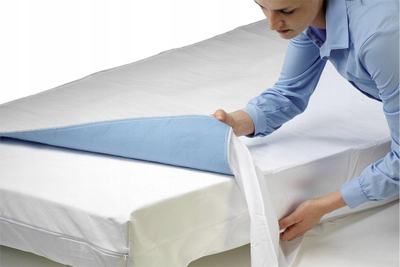 Mbrojtës dysheku Maximex Super Absorbent, me krahë, set 2 copë, blu e bardhë