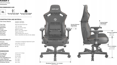 Karrige lojërash AndaSeat Kaiser 3 Pro XL, mbështetje lumbare, krahë 5D, e zezë