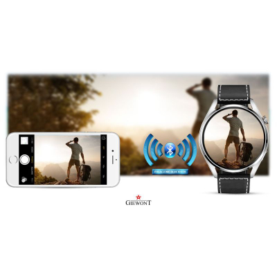 Smartwatch Giewont GW450-5, mat rrahjet e zemrës, Bluetooth, argjendt me rrip të zi