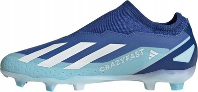 Këpucë futbolli për fëmijë Adidas X Crazyfast.3 Laceless FG, pa lidhëse, për bar natyral, blu
