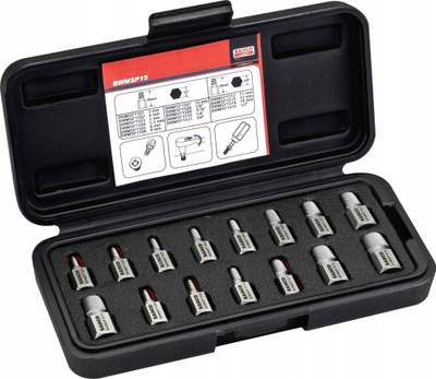 Set nxjerrësish stud Bahco Bwmsp15, 15 pjesë, 1/2" hex