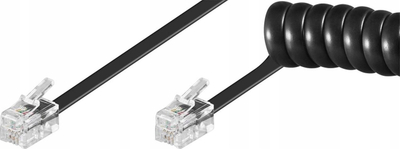 Kabllo spiral për receptor telefoni Wentronic Goobay 50270, 2 m, RJ10 në RJ10, i zi