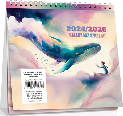 Kalendar tavoline School Calendar 2024 25 Square Desk, format katror, në polonisht