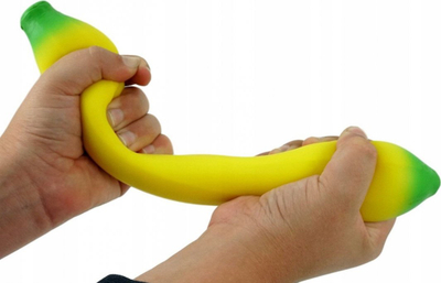 Lodër antistres Squeezy Banana, squishy 14 cm, set 24 copë, shumëngjyrëshe