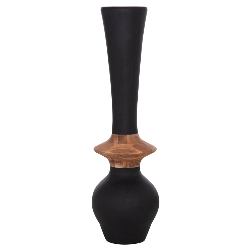 Vazo dekorative dysheme HomeMarkt Nebula HM4660.01M, fiber cement, 148cm, e zezë dru teak