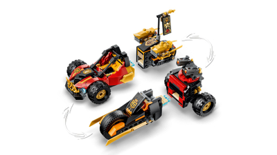 Set LEGO Ninjago Kai and Cole’s Multifunctional Vehicles 71864, lodër ndërtuese, shumëpjesësh, shumëngjyrëshe