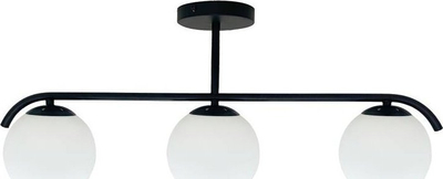 Lampë tavani Candellux Amadeo 33-35417, 3x40W E14, trup metalik i zi, abazhurë të bardhë