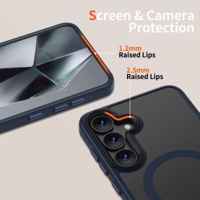 Маска за телефон Tech-Protect Magmat за Samsung Galaxy S25, MagSafe, TPU PC, темно сина