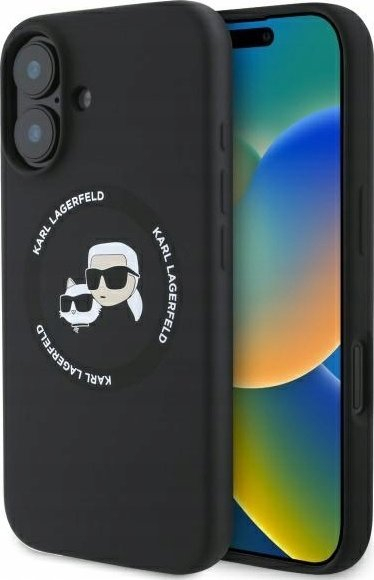 Mbulesë telefoni Karl Lagerfeld Liquid Silicone K&amp;CH Heads MagSafe, për iPhone 16, e zezë