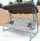 Hulajë kopshti Ramiz Swing Lounger, 3 vende, çelik, me tendë që rregullohet, gri