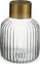 Vazo dekorative Gift Decor Stripes, xham i tejdukshëm, detaje në të artë, 18 cm