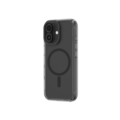 Маска Amazingthing Titan Pro Mag за iPhone 16, со магнетен прстен, проѕирна, црна