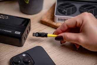 Kabllo USB C Newell spiral, 100W, 1.5 m, e verdhë me të zezë