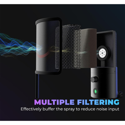 Mikrofon USB Fifine T669 PRO2, set me krah tavoline, RGB, i zi
