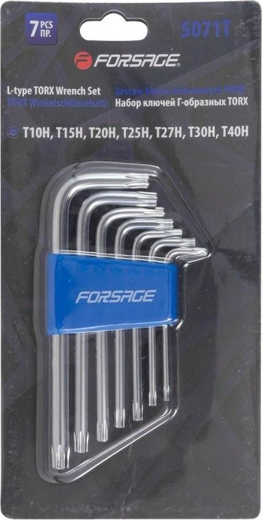 Set çelësa TORX L-tip Forsage F-5071T, 7 copë, me vrimë