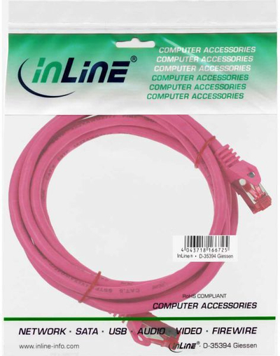 Kabllo patchcord InLine (76407M), S / FTP, PiMF, Cat.6, PVC, 7,5 m, rozë