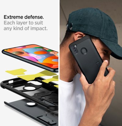Mbrojtëse Spigen Tough Armour për Galaxy A11, e hirtë